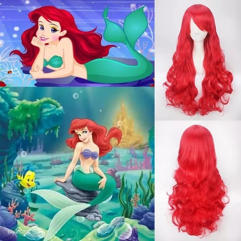 generic A Peluca De Cosplay Rizada Larga Roja Ariel Sirenita