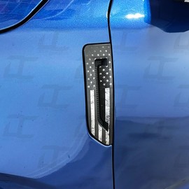 Decal Concepts American Flag Fender Badge Emblem Accent Decal Kit - Compatible with Bronco Sport (2021-2025) (Flag Style (Black-White Distressed))