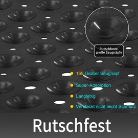 Yimobra Shower Mat, Non-Slip Shower Mat with Suction Cups, Safety Mould Resistant Bath Mat with Drainage Holes, Non-Slip Shower Mat, BPA Free, Machine Washable, 53 x 53 cm, Black