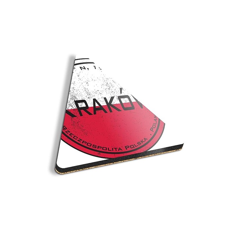1 x Triangle Coaster - Kraków Poland Flag Circle Cork