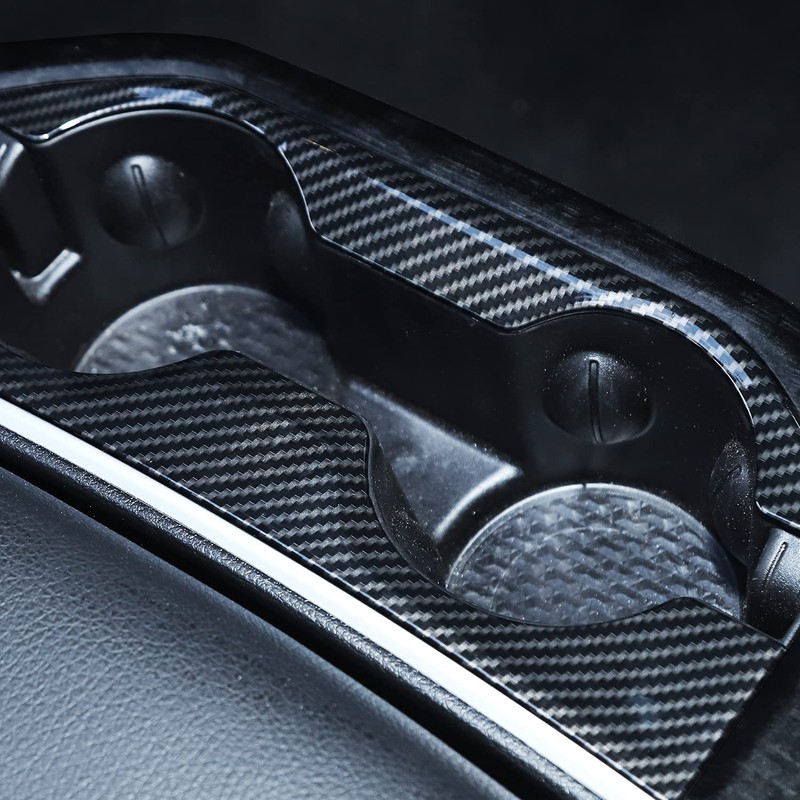 SQQP Center Console Rear Cup Holder Trim Cover, ABS Interior
