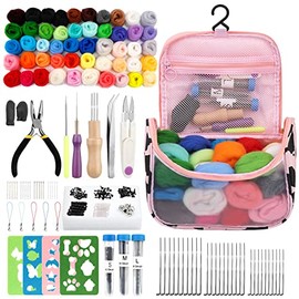 dipeer 228 Pcs Needle Felting Starter Kit, 50 Colors Wool Roving for Felting, Practical Carry Bag with Basic Felt Tools and Supplies, DIY Felting Suit with Colorful Felt Mold for Craft Lovers