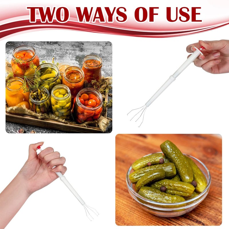 4PCS Pickle Picker Stainless Steel and Plastic Pickle Pincher 8