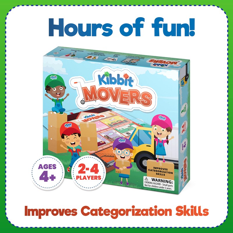 Kibbit Movers - Educational Board Game for Improving Categorization, Vocabulary,