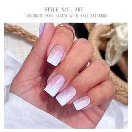 JMEOWIO French Tip Semi Cured Gel Strips Wraps Nail Art Sticker