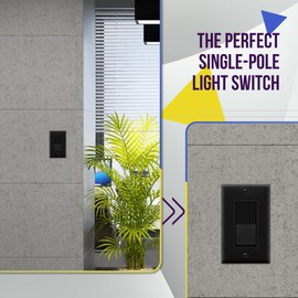 ENERLITES Decorator Paddle Rocker Light Switch with Wall Plate, Gloss Finish, Single Pole, 3 Wire, Grounding Screw, Residential Grade,15A 120V/277V, UL Listed, 91150-BK-20PCS, Black (20 Pack)