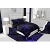 Black Navy Blue Honeycomb Duvet Cover Neon Hexagon Comforter Cover