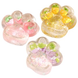 3 Pcs Cat Paw, Fruit Cat Claw, Animals Stress Relief Paw, Toy Squeeze Soft Fidget Toys for Girl, Handmade Stress Relief Novelty for Anxiety,Soft Animal Squeeze Toys for Boys, Girls, Adult