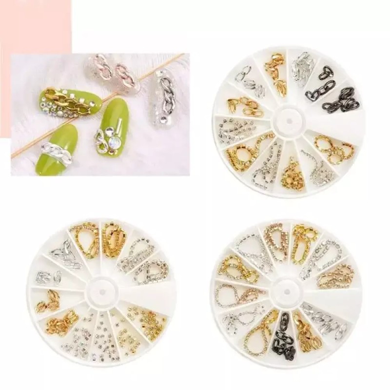 네일아트 스톤 체인 파츠 12p 세트 3종 [no.171스톤체인세트3] Nail Art
