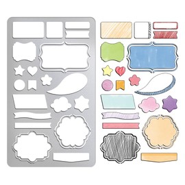 UNICRAFTALE Metal Stencil for Journaling Wood Burning Banners Stencil Stainless Steel Reusable Planner Stencils Bookmark Stencils Templates Frame Template for DIY Diary Scrapbooking Journaling Carving