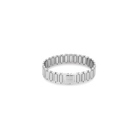 Calvin No Small Men's Structured Links Stainless Steel Link Bracelet - Available in Green or Silver, Stainless Steel, No gemstone