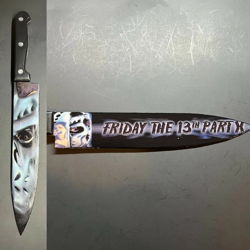 Jason X Friday the 13th Knife With Sublimated Stand