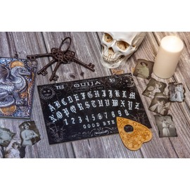 WICCSTAR Wooden black Ouija board game with planchette and detailed instruction