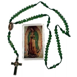 Rosario Cristal Verde Virgen De Guadalupe, Guadalupe Crystal Green Rosary