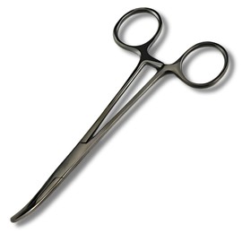 PITAPURO Forceps 18cm Squid Ink Sac Remover Stainless Steel Bent Type Fishing Hook Remover Squid Ink Remover Pet Grooming Forceps (Matte Black)