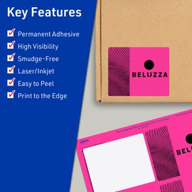 Avery Printable Rectangle Labels, Sure Feed Technology, 4" x 3", Neon Magenta Labels, Print-to-The-Edge, Laser/Inkjet Printable, 80 Total, Great for Shipping and Packaging