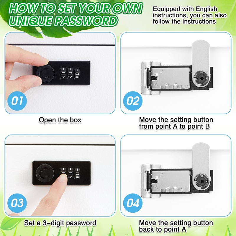 Yaocom Wall Mount Mailbox with Combination Lock Large Locking Security