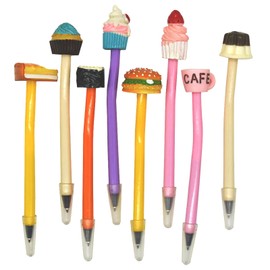 Lopenle 8PCS Novelty Food Pens Fun Hamburger Ballpoint Pens Sandwich Cupcake Pens Funny Puddings Pen Sushi Pen Black Ink For School Office Home Restaurant Stationery Christmas