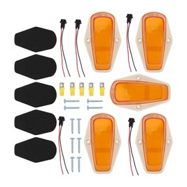 AUTOKAY 5pcs Cab Marker Lights, Amber Roof Running Light Covers Lens w/Base Housing Fits for Ford F-150 73-97