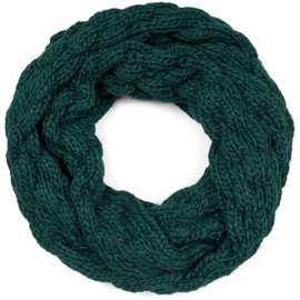 styleBREAKER 01018167 Women's Knitted Loop Scarf Plain with Bubble Pattern, Warm Winter Knitted Scarf, Raspberry Pattern Tube Scarf, dark green