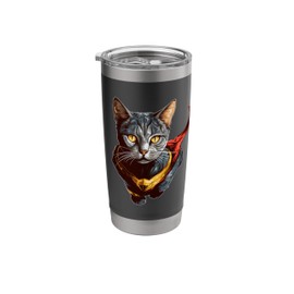 Superhero Cat Red Cape Super Hero Cat Kitten Kitty Stainless Steel Insulated Tumbler
