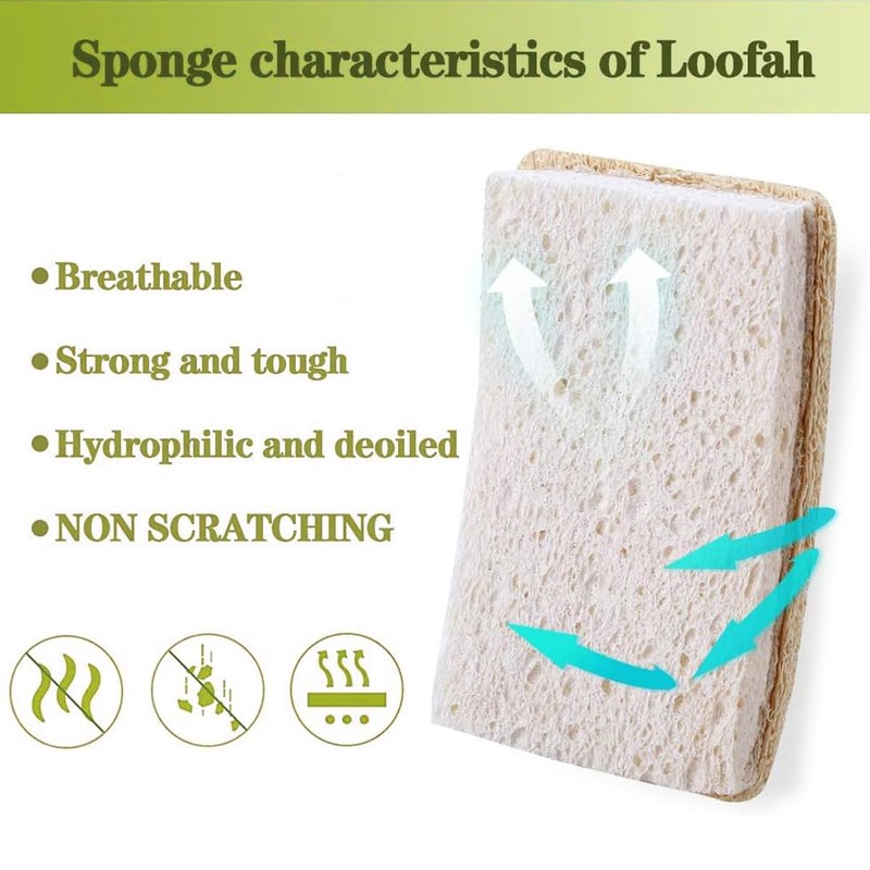 Loofah Dish Sponges Kitchen,Organic Natural Sponges for Dishes,Non Scratch Eco