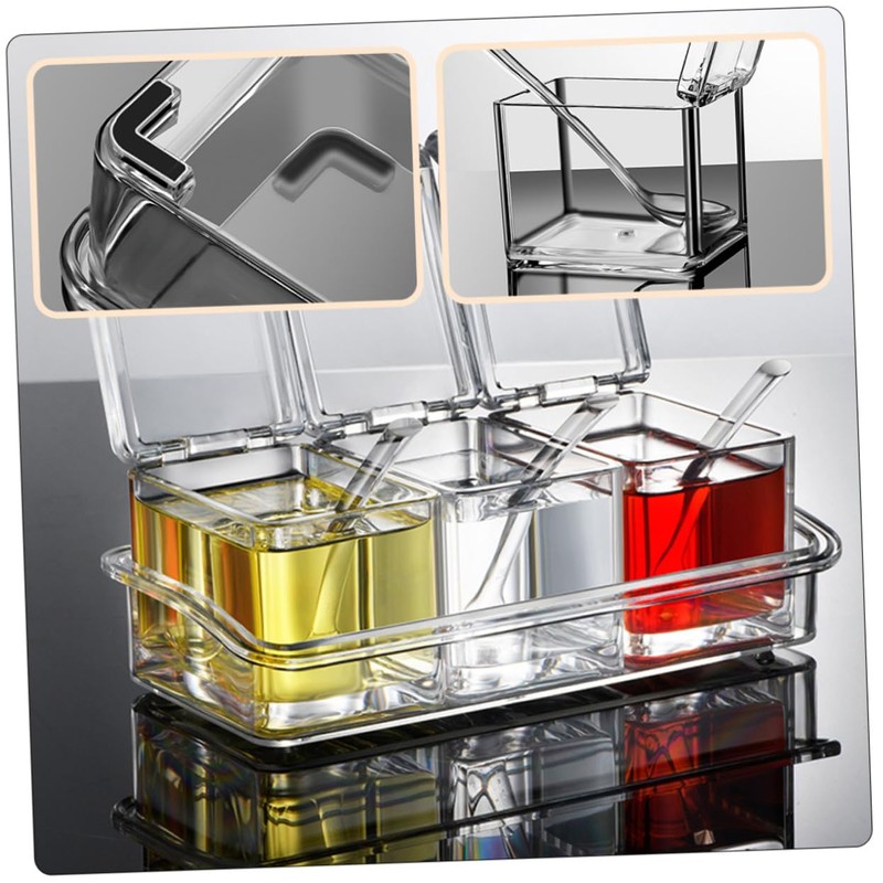 ABOOFAN 1Set Transparent Seasoning Jar Kit Compartment Spice Container Set