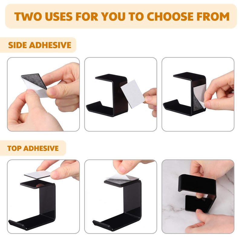 Weysat 6 Pcs Under Desk Headphone Hook Hanger Table Hook