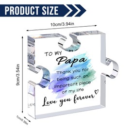 Papa Gifts from Grandkids 3.9x3.9 Inch Acrylic Plaque Keepsake Papa Gifts from Granddaughter Grandson Father's Day Christmas Birthday Gifts for Papa