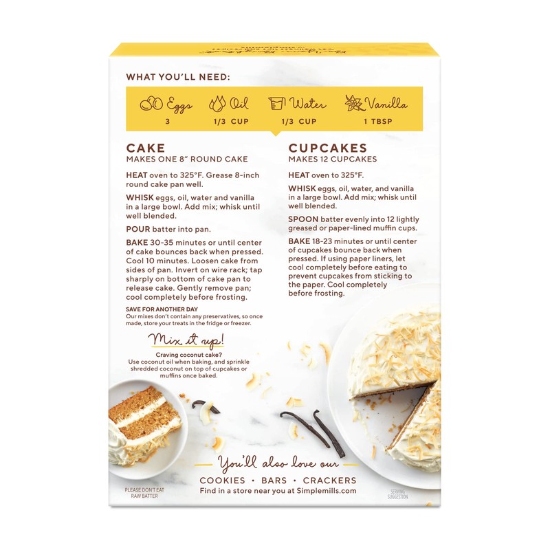 Simple Mills Almond Flour Mix, Vanilla Cupcake & Cake, 11.5