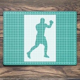 Boxing Boxer Hook Punch Sports Stencil: Mylar Airbrush Wall Art Painting Crafts -A6 Stencil - Design Size (90mm 65mm)