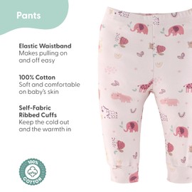 The PeanutShell 5 Pack Baby Girl Pants Set - 100% Cotton Toddler Pants for Baby Girls, 6-9 Months Baby Girl Clothes for Toddlers and Babies - Rainbow Safari