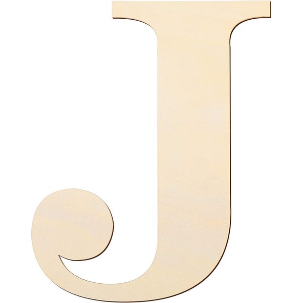 YRONTY 12Inch/30cm Wooden Letters J, Blank Unfinished Wood Letter Wooden