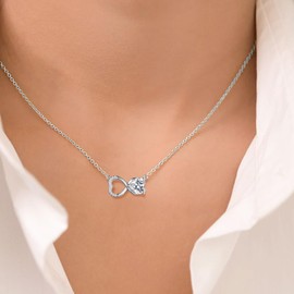 Infinity Necklace for Women 925 Sterling Silver Sparkling Cubic Zirconia Love Mom Necklace Women's Jewelry Great Gifts for Mom Girlfriend Wife FP0271W