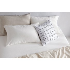 DAPU Pure Linen Pillowcases with Stone Washed 1 Pair Woven from 100% Fine French Natural Flax(Queen, White)