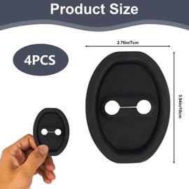 Nouiseuns Car Door Lock Cover – 4PCS Universal Fit Black TPU Car Silicone Door Latch Protective Cover, Car Door Strike Protector, Car Lock Cover, Car Door Noise Reducer, Car Door Accessories