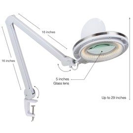 Brightech LightView Pro Magnifying Desk Lamp, 2.25x Light Magnifier with Clamp, Adjustable Magnifying Glass with Light for Crafts, Reading, Close Work - White