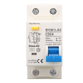 Fi Circuit Breaker AC 230 V 30 mA C32 1P+N Circuit Breaker Hat Rail Leakage Protection Overload Protection Residual Current Device FI/LS Switch Circuit Breaker