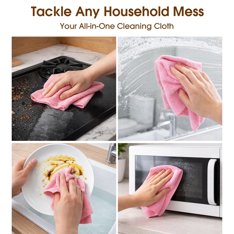 KitchLife Microfiber Cleaning Cloth Roll, 100 Pack - Tear-Away Microfiber