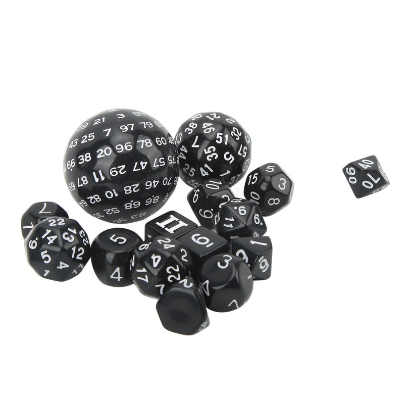 15Pcs Polyhedral Dice Set Acrylic D3 to D100 Table Gaming
