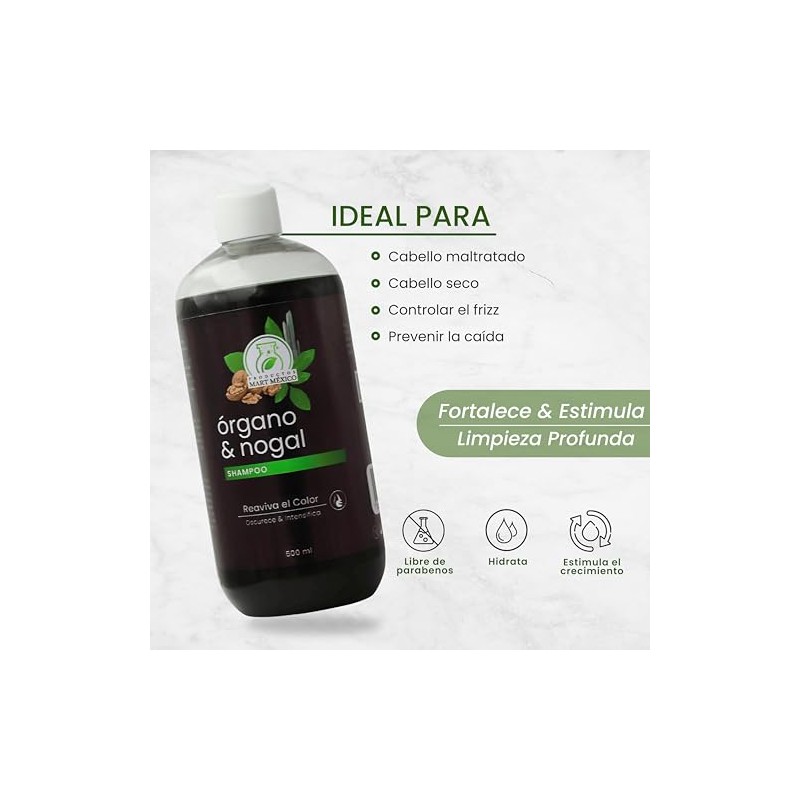 Shampoo De Órgano & Nogal Oscurecedor Natural Productos Mart Mexico