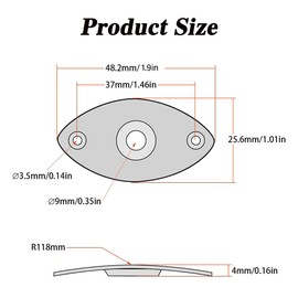 NYGHMY 1 Pcs Oval Guitar Input Jack and Output Jack Plate, for Strat and Tele Style Electric Guitars, Black, Replacement Parts