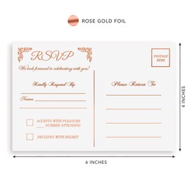 RSVP Postcards for Wedding Rose Gold Foil 4"x6" Responde Cards, RSVP Reply, Wedding, Rehearsal, Baby Bridal Shower, Birthday, Party Invitations RSVP Rose