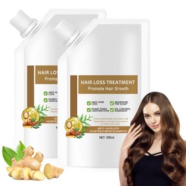 Anti-Hair Fall Hair Loss Shampoo, Anti Hair Loss Shampoos for Women, Ginseng Ginger Hair Growth Shampoo, Rich in Various Plant Extracts for All Hair Types (300ml, 2Pcs)