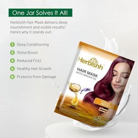 Herbishh Argan Hair Mask-Deep Conditioning  Hydration For Healthier Looking Hair-25gm for very Dry, Weak, Stressed Out Hair, No Sulphates, No Parabens