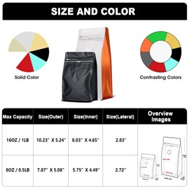 Coffee Bags with Valve(60pcs,16 oz,1 lb) Vented Coffee Beans Packaging Bags High Barrier Aluminumed Foil Flat Bottom Heat Sealed Side Zipper Resealable Storage Bag for Home or Business（Gold）