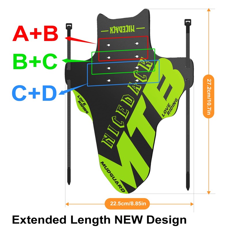 NICEDACK Mudguards Mountain Bike, 2 Pieces Mudguard Fit 20-29 Inch