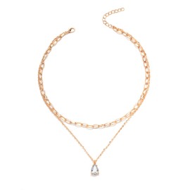 Layered Teardrop Necklace Paperclip Choker Necklaces for Women with Drop Pendant Necklace Jewelry Gifts for Women