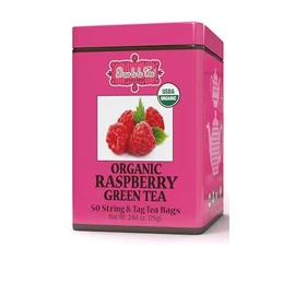 Brew La La Organic Green Tea - Natural Raspberry Flavor - 50 Double Chambered Bags - Low Caffeine Gourmet Tea - Certified Organic - Gluten Free