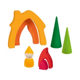 Goki 58427 7-Piece Wooden Garden Gnome 14.6 x 2.2 x 13.9 cm